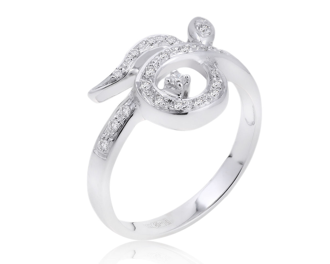 Притягательное золотое кольцо с бриллиантами 0.15ct 031120/4