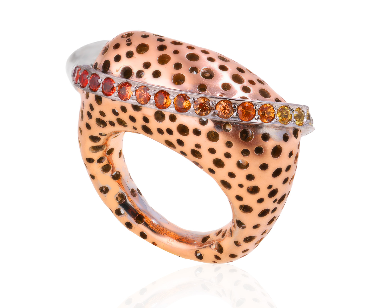 Оригинальное золотое кольцо с цветными сапфирами 1.54ct German Kabirski 200625/3