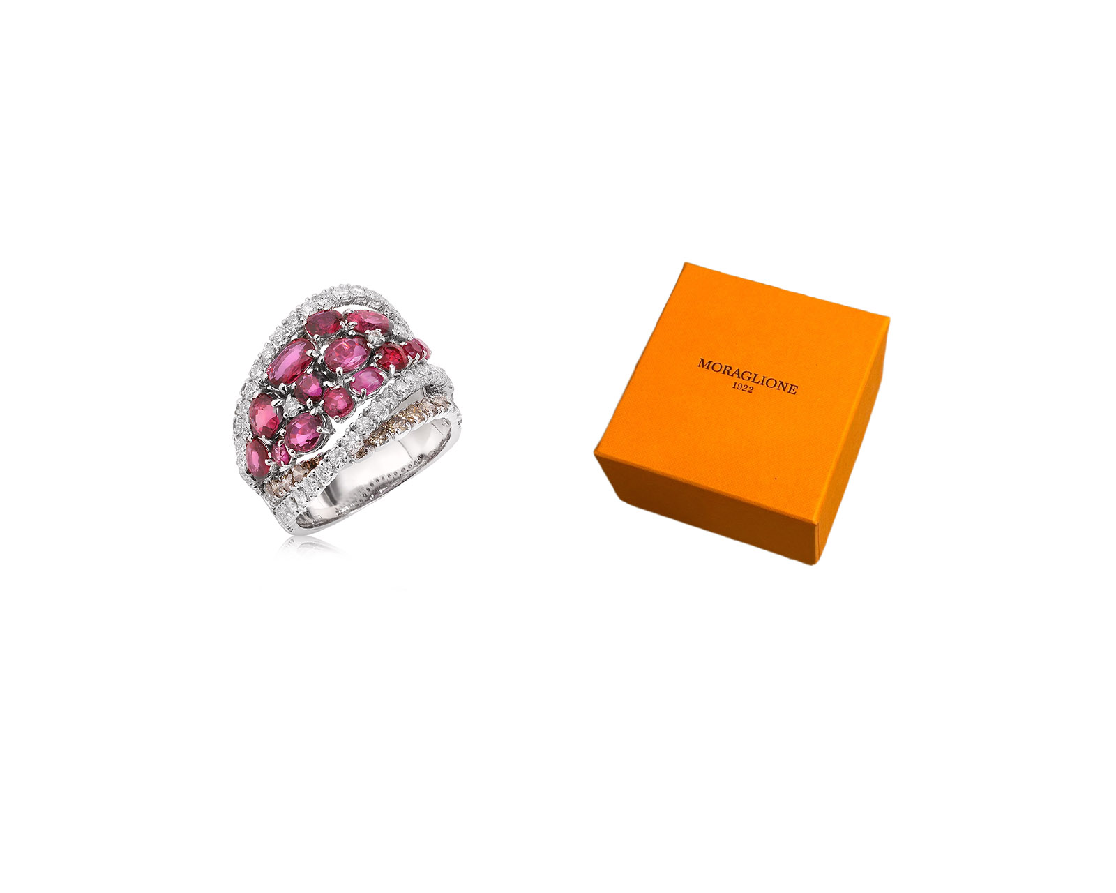 Оригинальное золотое кольцо с рубинами 3.90ct Moraglione