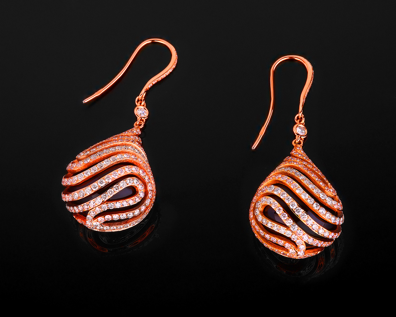 Элегантные золотые серьги с бриллиантами 3.45ct 050118/2