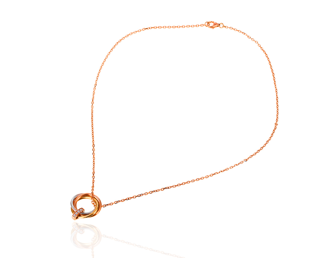 Золотое колье с бриллиантами 0.06ct Cartier Trinity