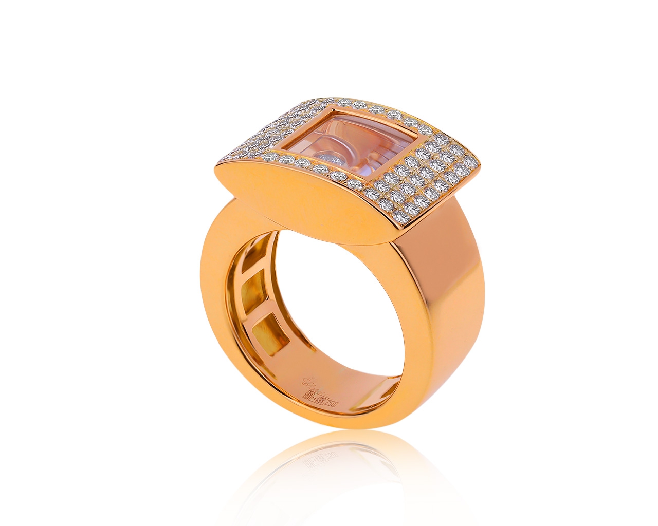 Оригинальное золотое кольцо с бриллиантами 0.75ct Chopard