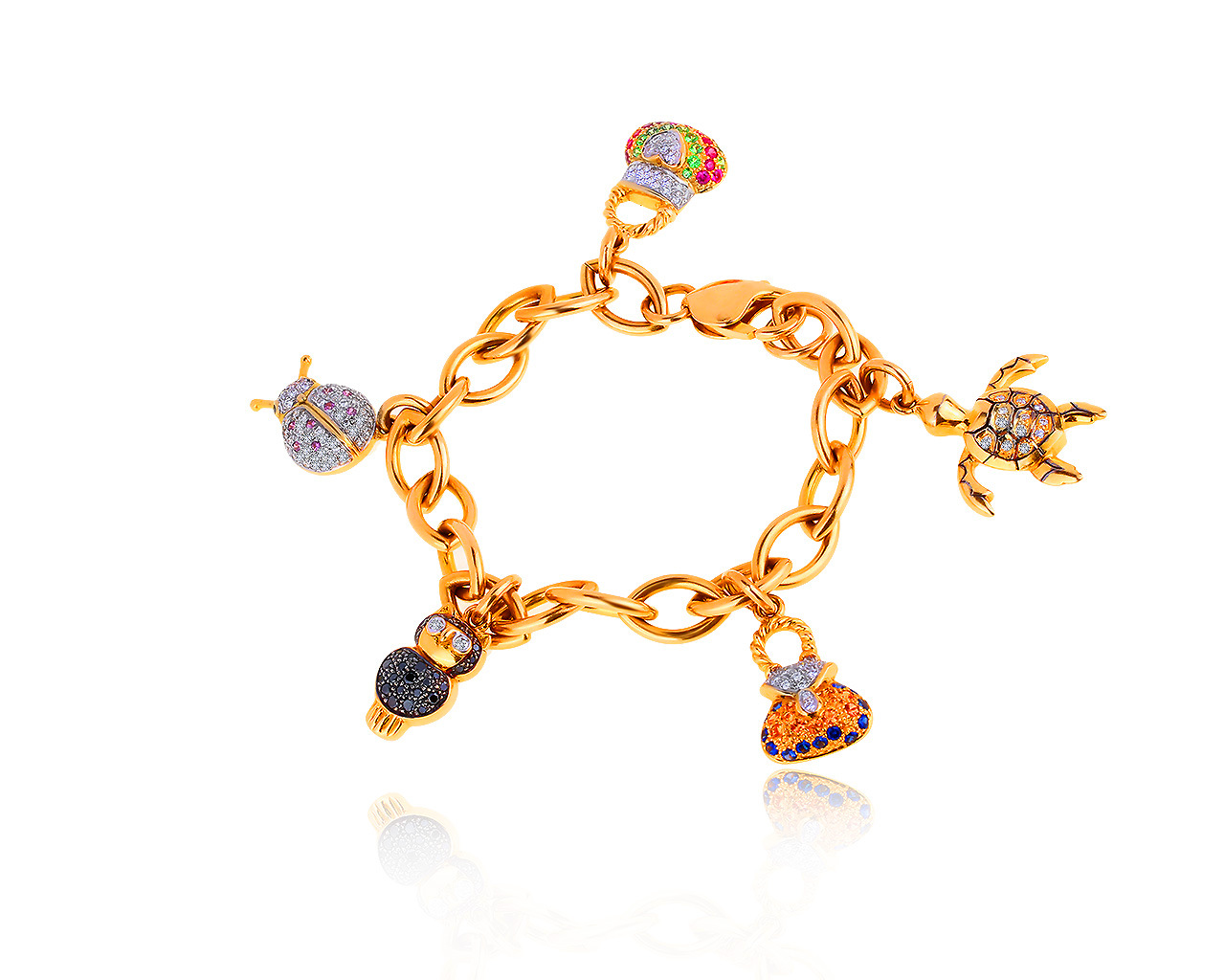Итальянский золотой браслет с цветными камнями и бриллиантами 1.11ct 220719/2
