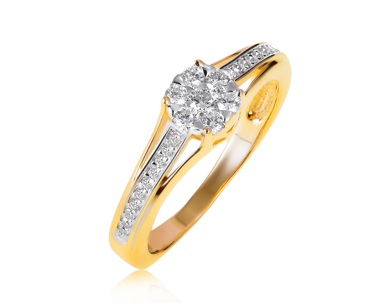 Прелестное золотое кольцо с бриллиантами 0.28ct