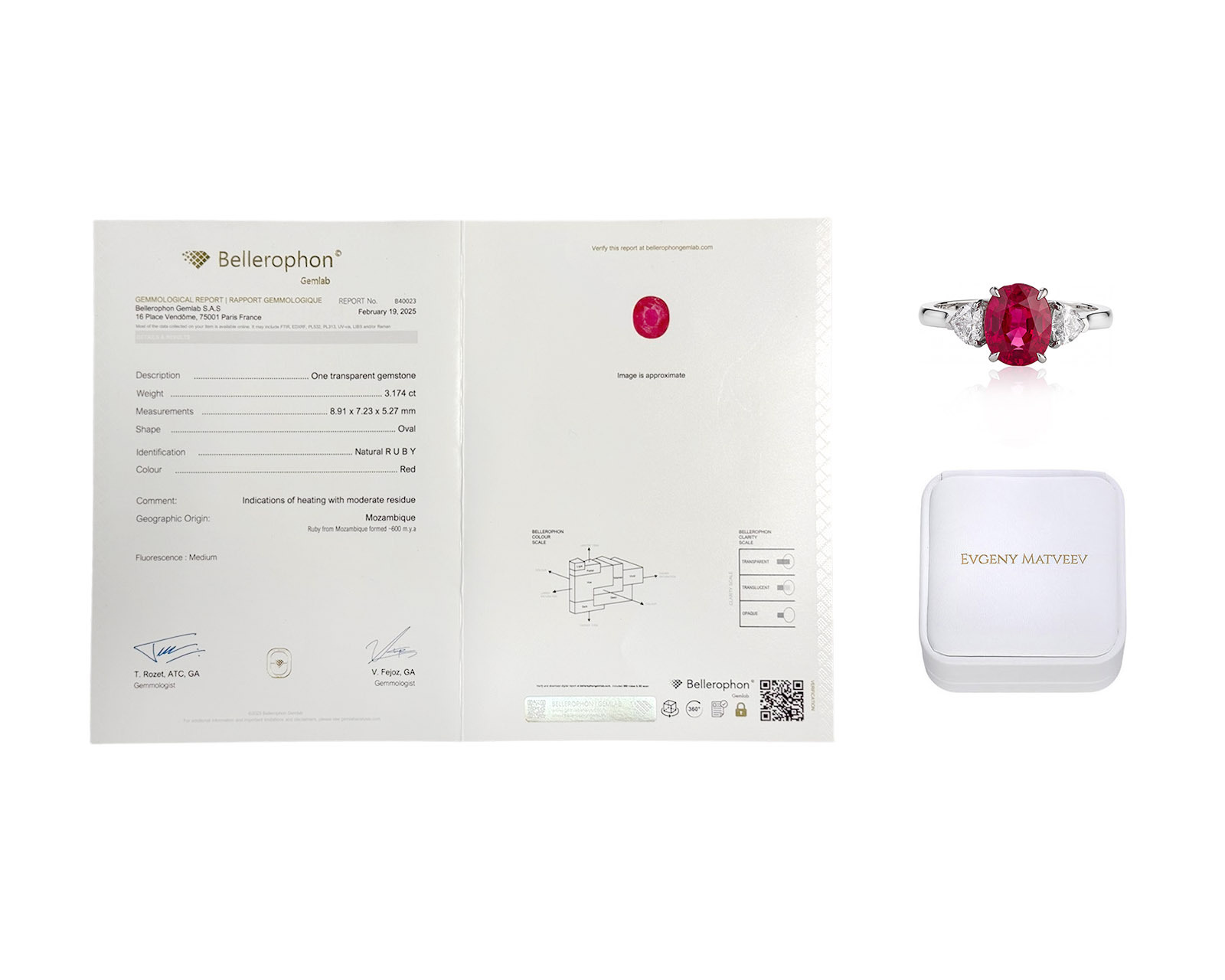 Платиновое кольцо с рубином 3.17ct и бриллиантами 0.59ct Evgeny Matveev