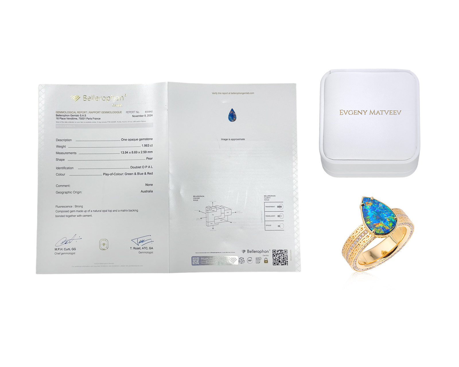 Золотое кольцо с опалом Австралия 1.96ct Evgeny Matveev