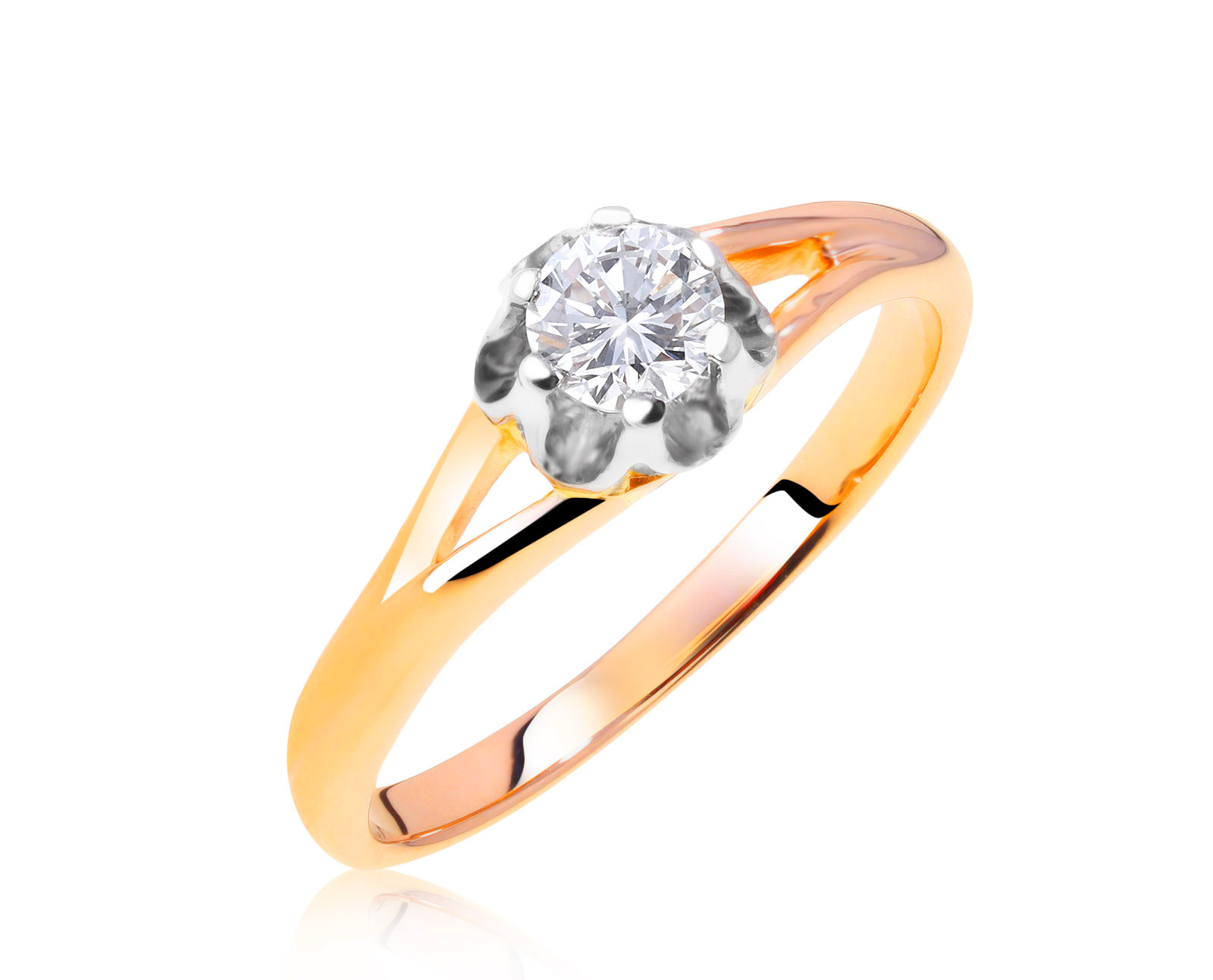Солидное золотое кольцо с бриллиантом 0.28ct