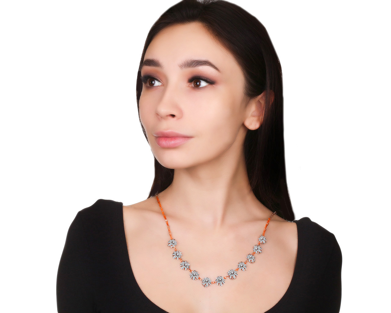 Праздничное золотое колье с бриллиантами 2.09ct