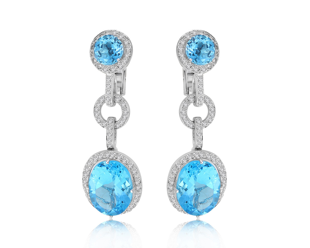 Восхитительные золотые серьги с топазами 21.66ct 130121/1