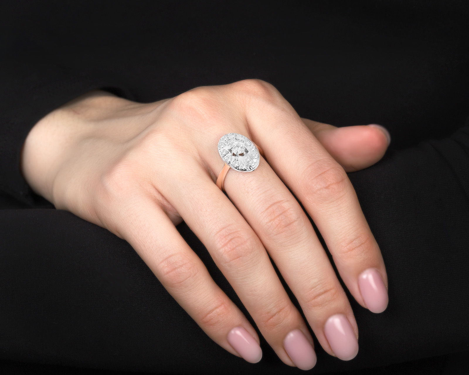 Золотое кольцо с бриллиантами 0.71ct СССР