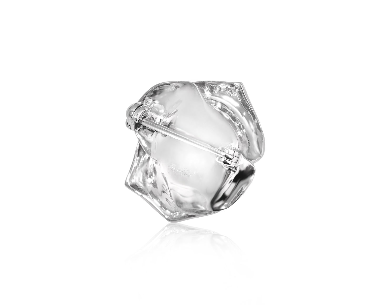 Золотая брошь "роза" с бриллиантами 0.04ct