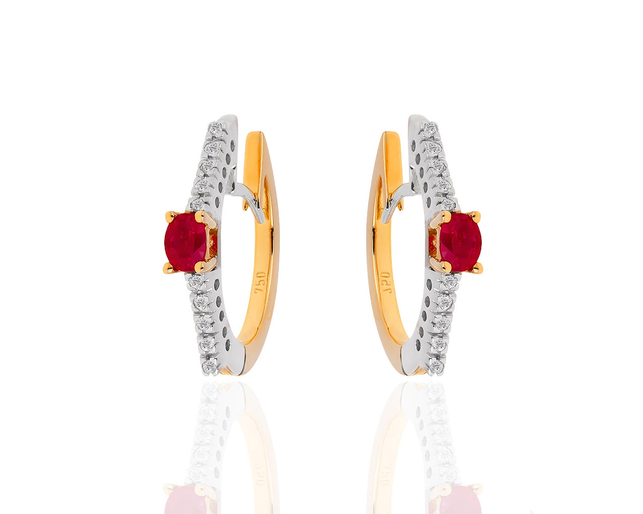 Красивые золотые серьги с бриллиантами и рубинами 0.50ct 091018/11
