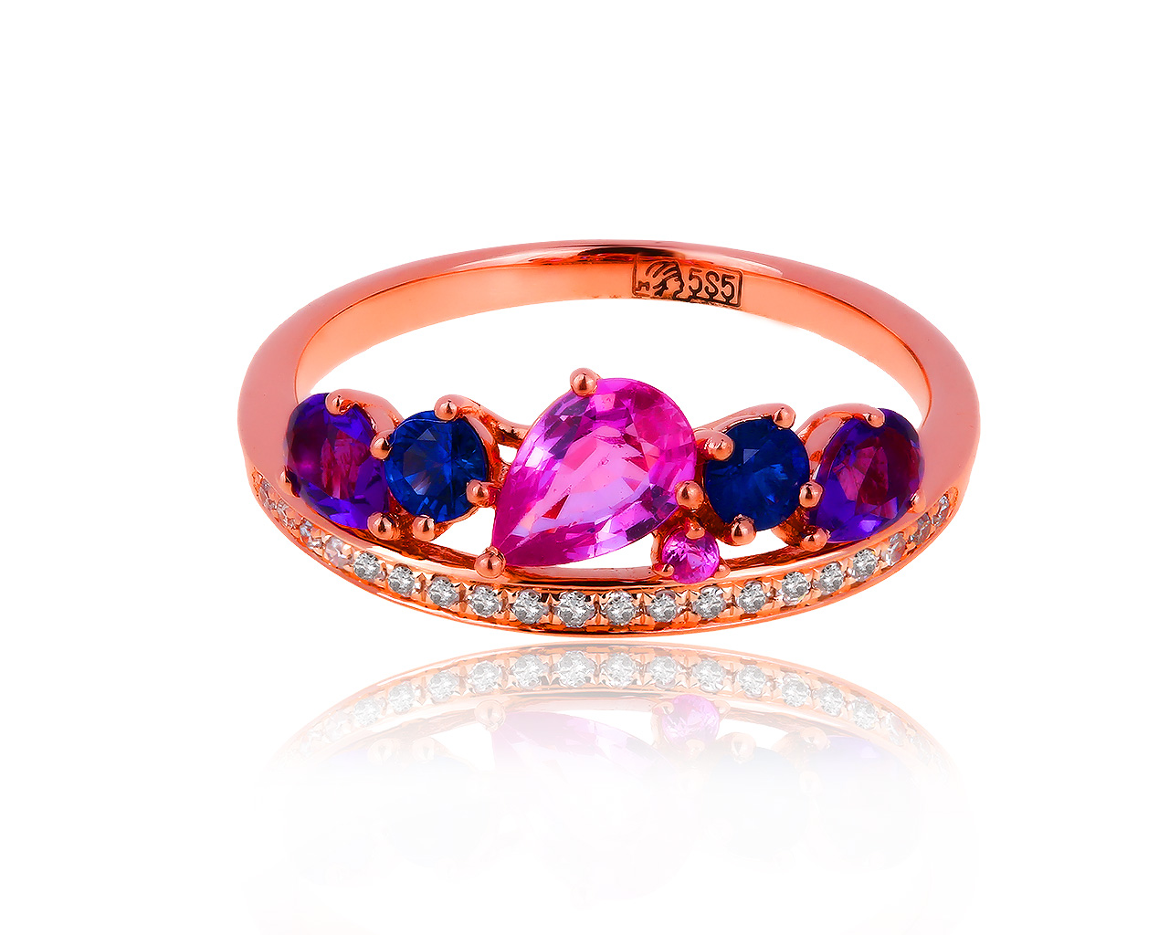 Прелестное золотое кольцо с бриллиантами 0.06ct