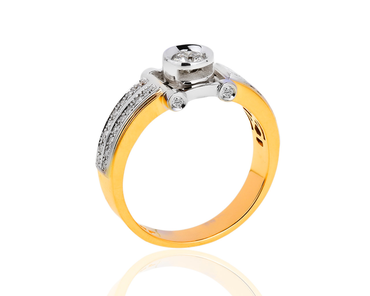 Солидное золотое кольцо с бриллиантами 0.71ct