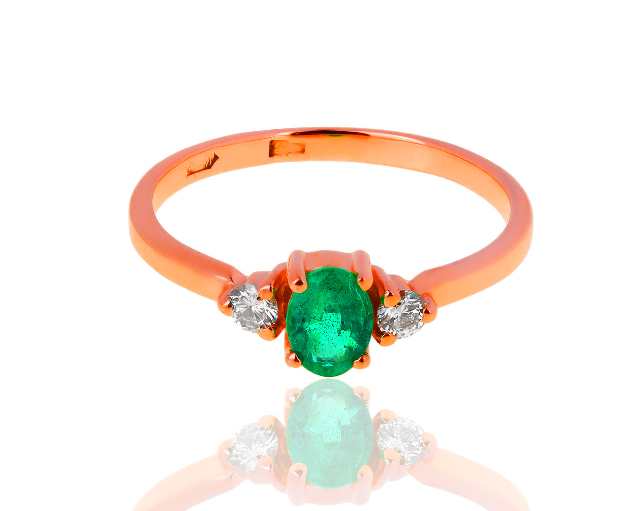 Золотое кольцо с бриллиантами и изумрудом 0.30ct 011018/5