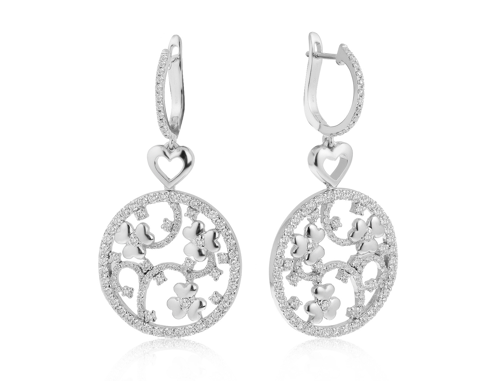 Оригинальные золотые серьги с бриллиантами 1.74ct Mouawad Flower Of Eternity 020721/1