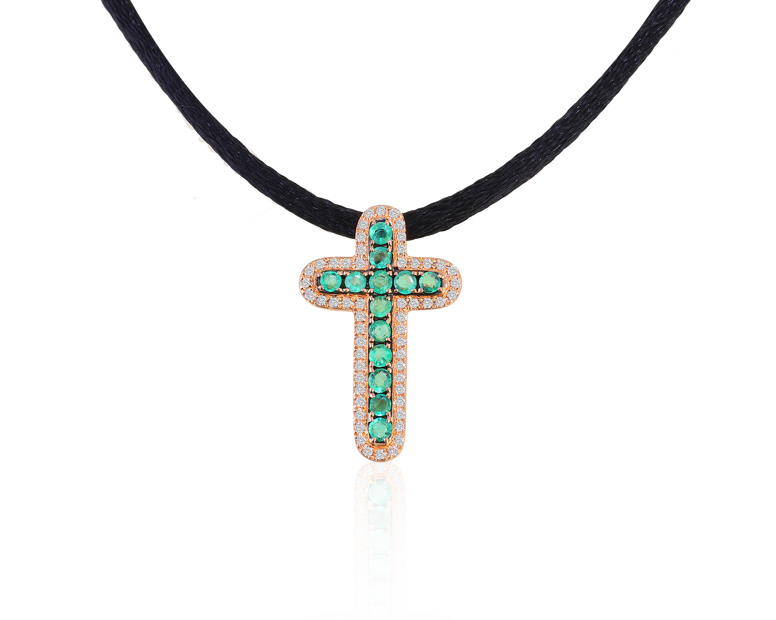 Престижный золотой кулон с изумрудами 0.41ct