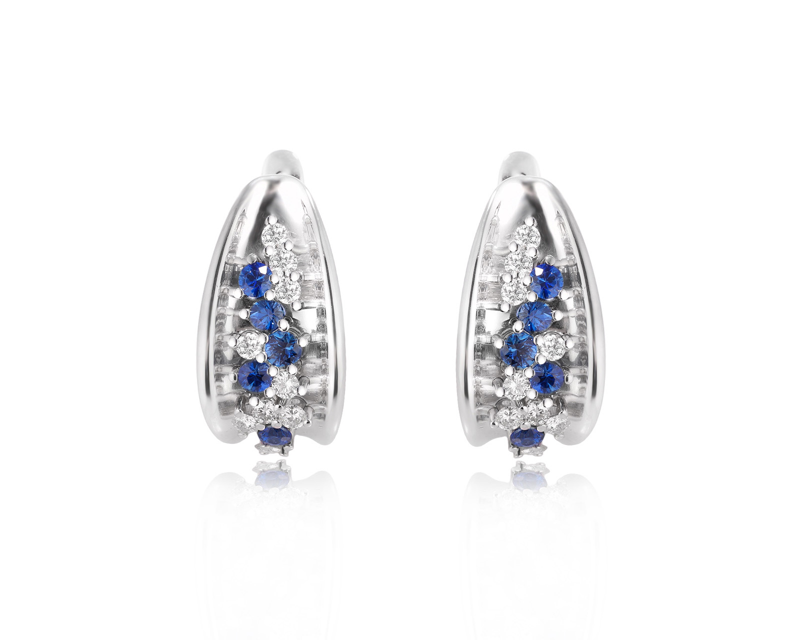 Золотые серьги с сапфирами 0.94ct и бриллиантами 0.62ct 141225/5