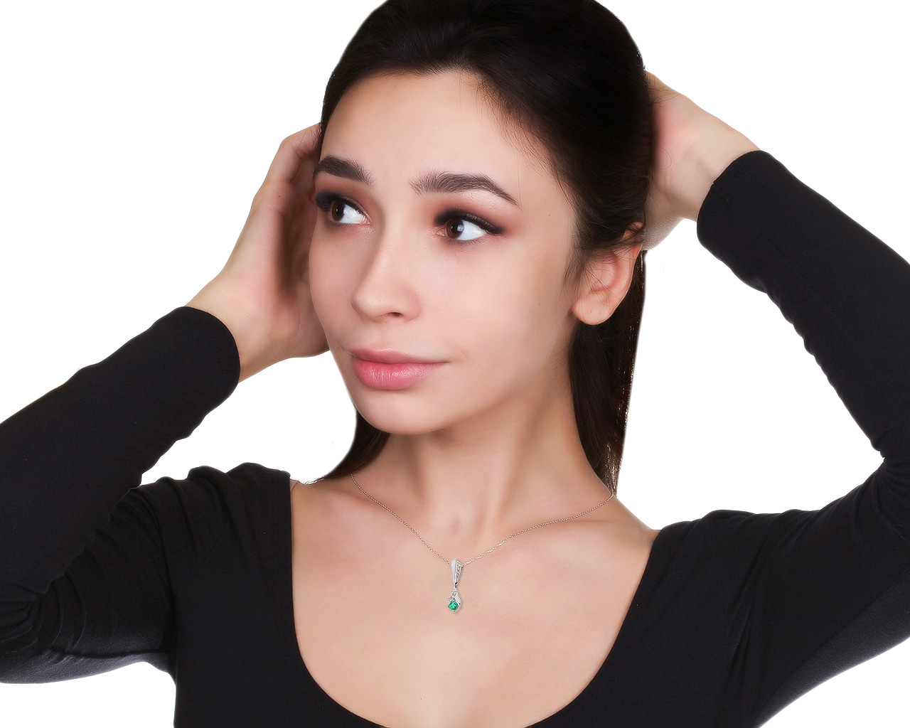 Роскошный платиновый кулон с изумрудом 0.51ct