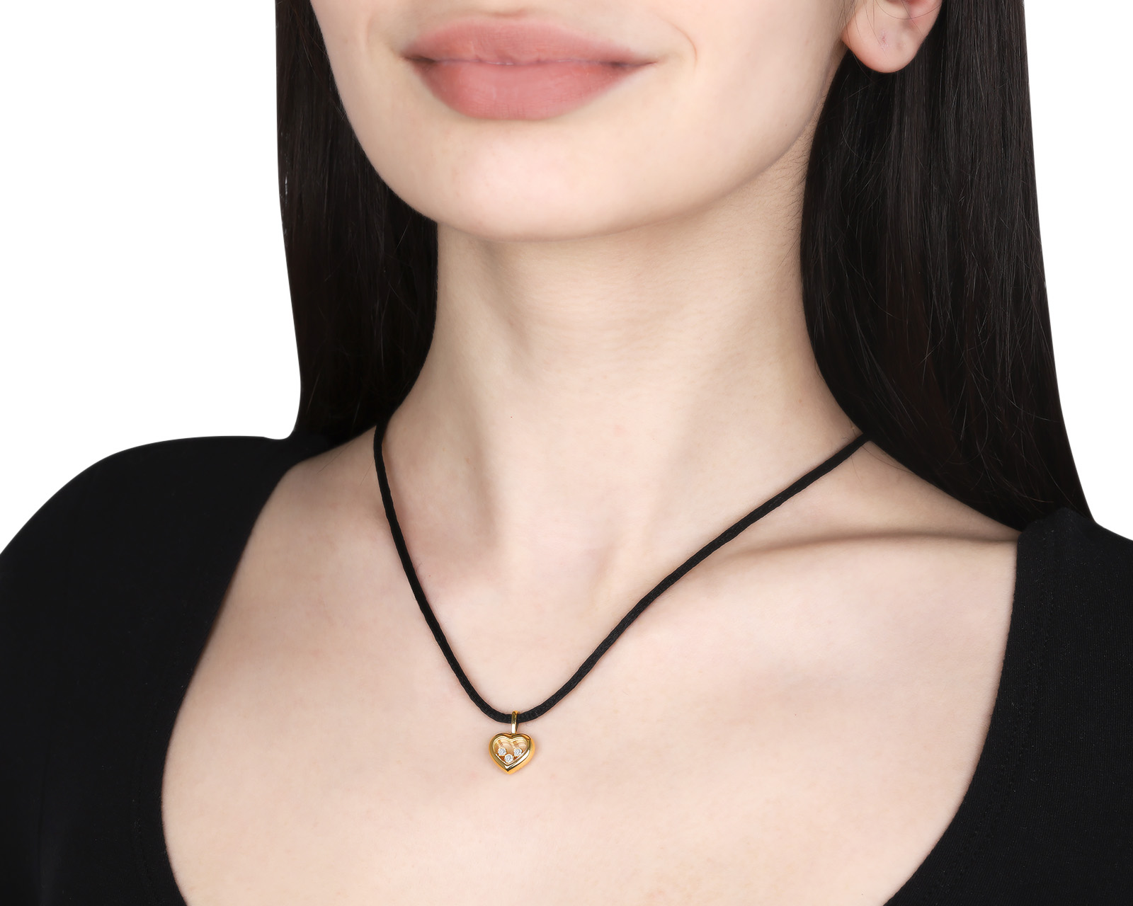 Оригинальный золотой кулон Chopard Happy Diamonds