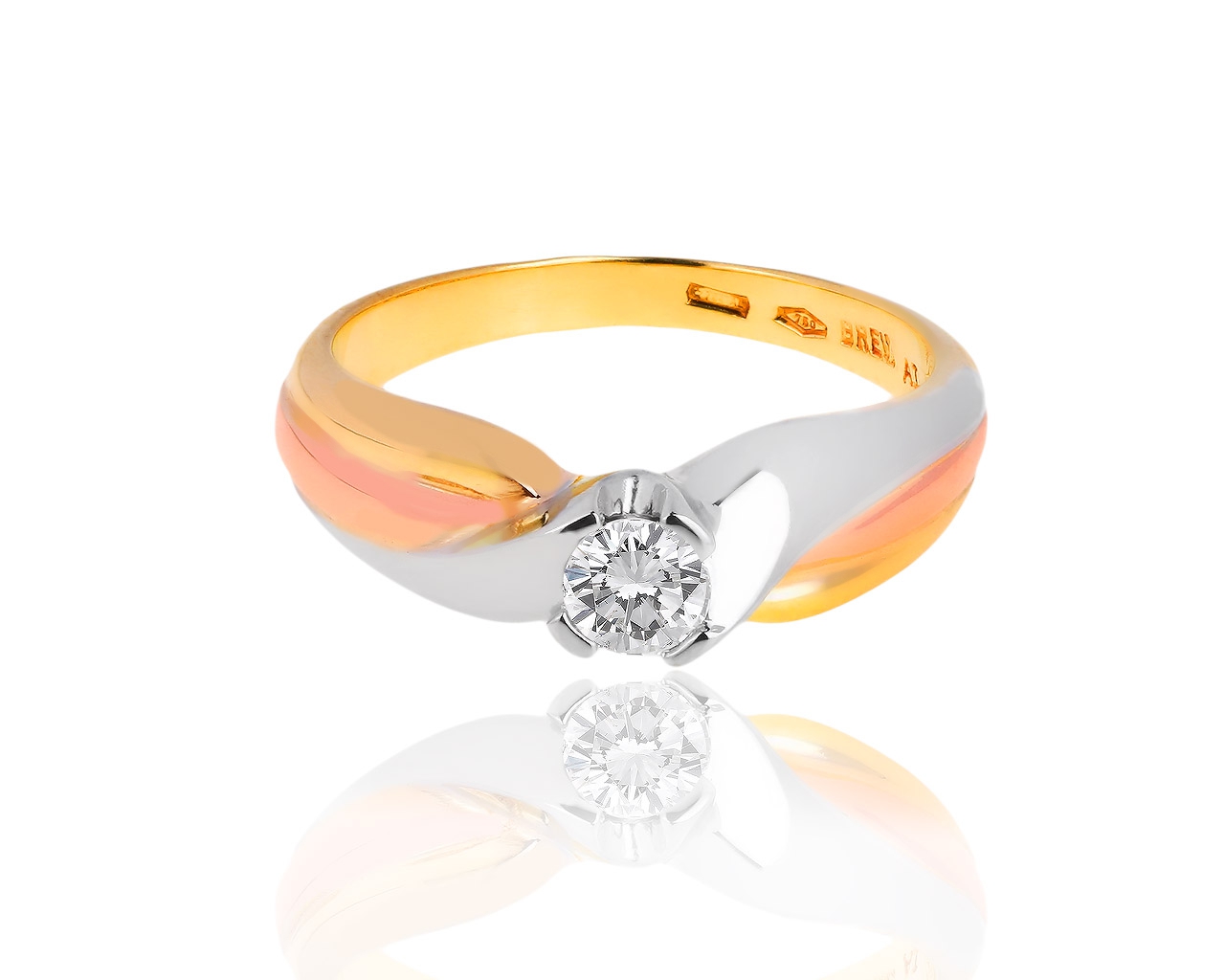 Итальянское золотое кольцо с бриллиантом 0.25ct