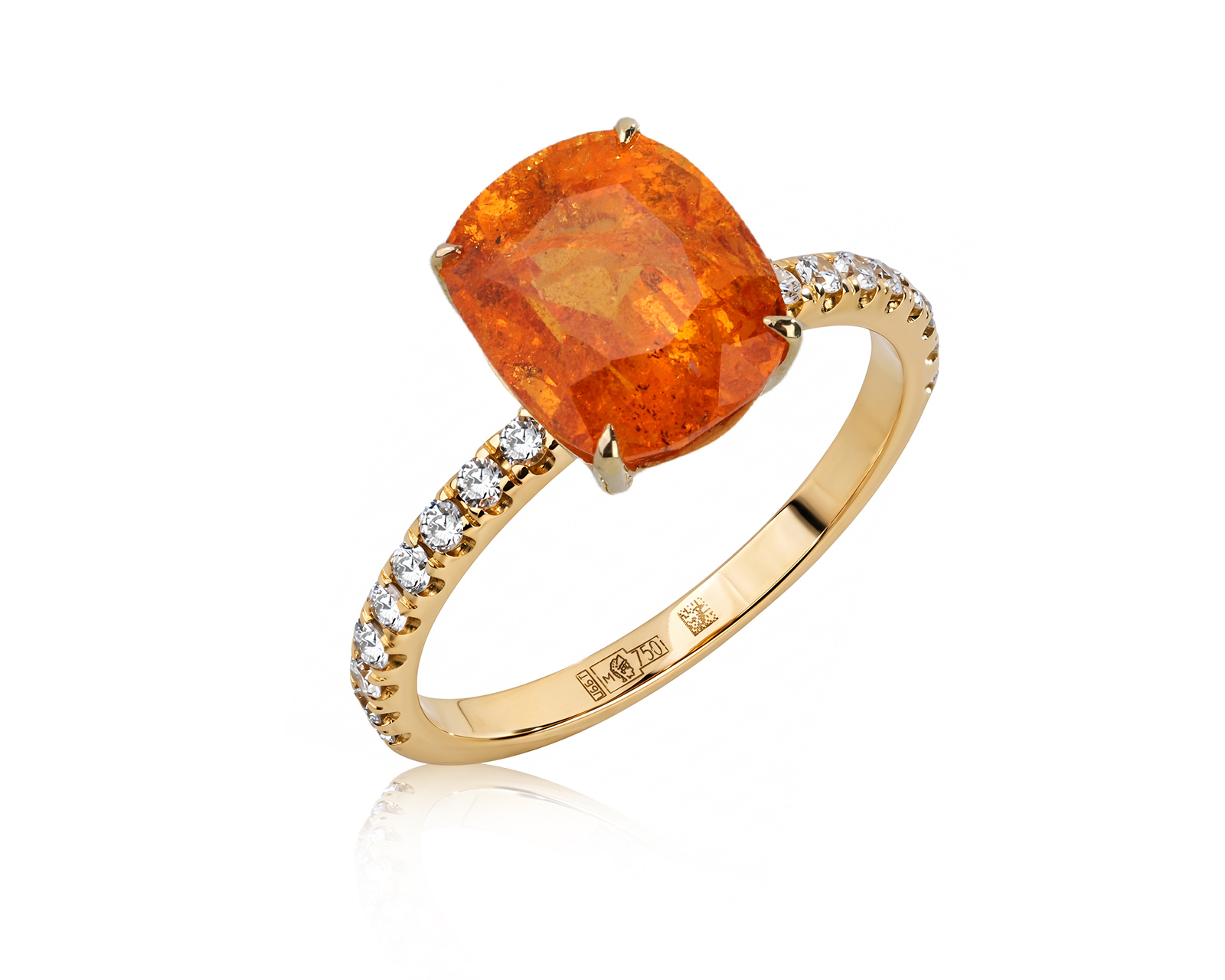 Золотое кольцо с гранатом спессартином Fanta 4.58ct 170926/ПКМ452