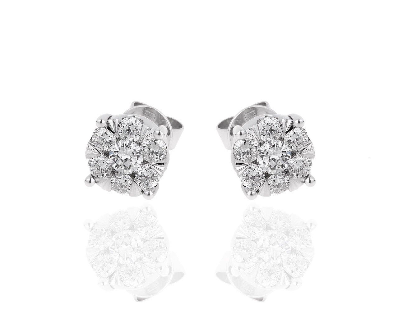 Золотые серьги пусеты с бриллиантами 0.83ct 241018/10