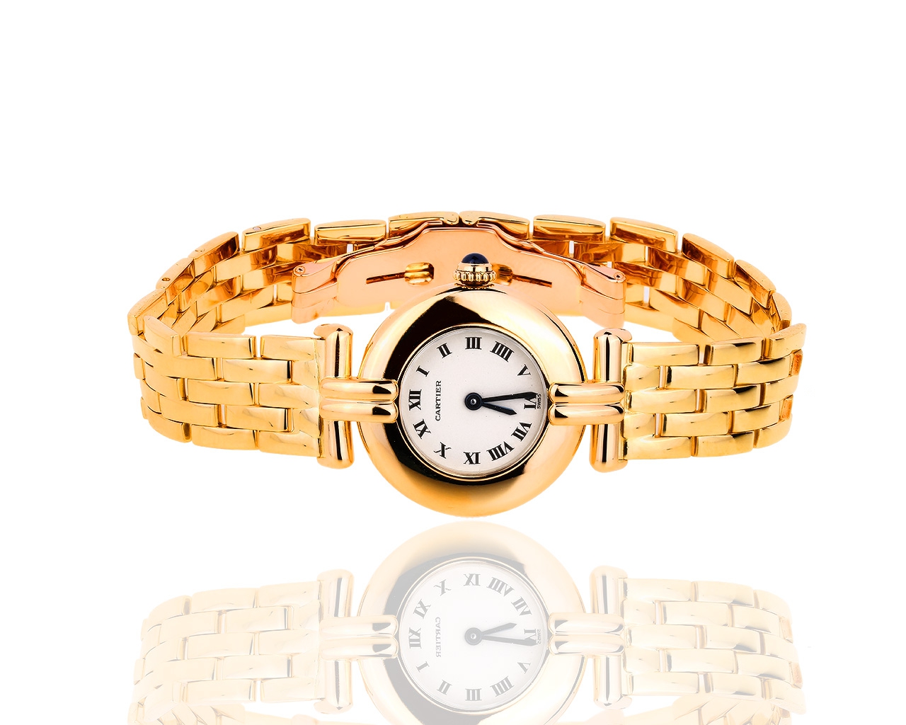 Прекрасные золотые часы с сапфиром 0.10ct Cartier Colisee  131218/6