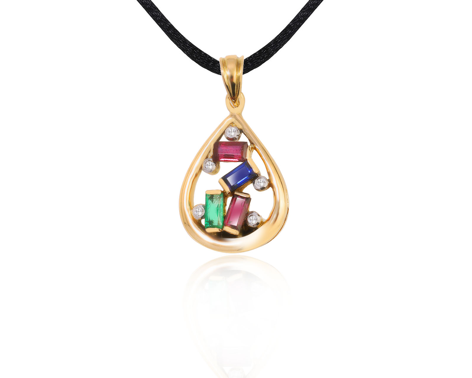 Золотой кулон с цветными камнями 0.53ct 290824/8