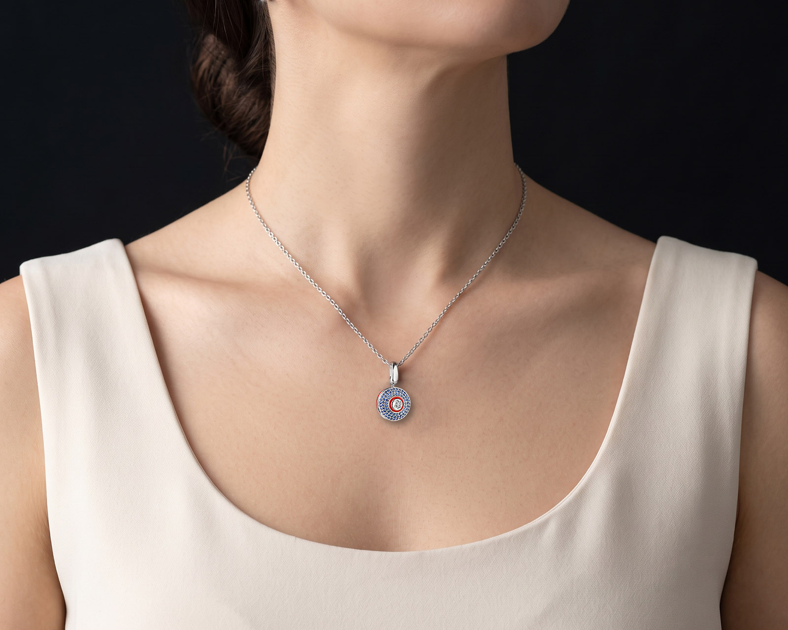 Золотой кулон с аквамарином 0.17ct и сапфирами 0.54ct