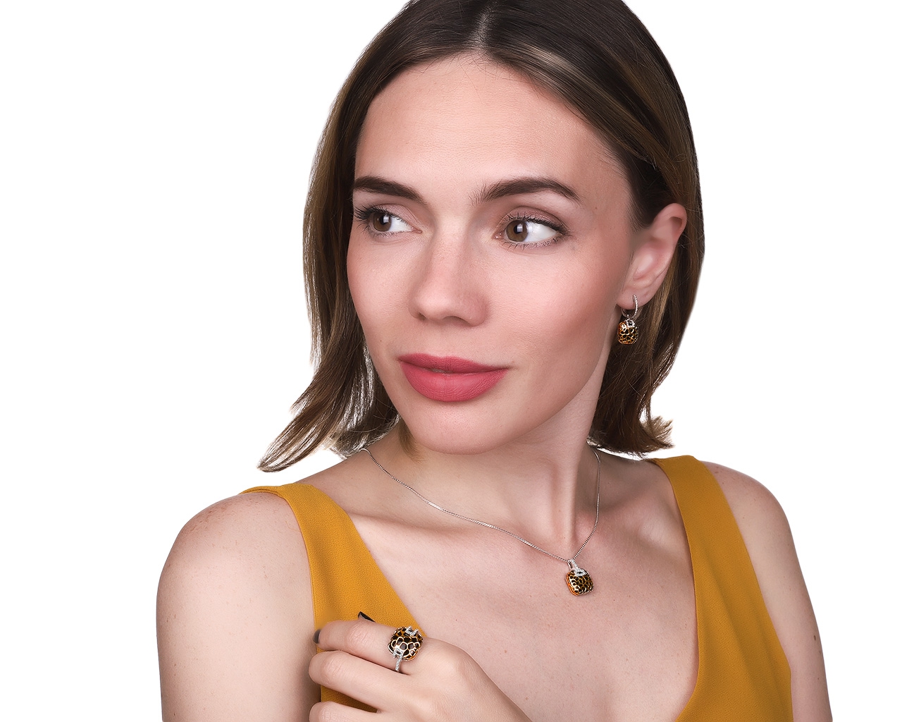 Безупречный золотой кулон с бриллиантами 0.08ct