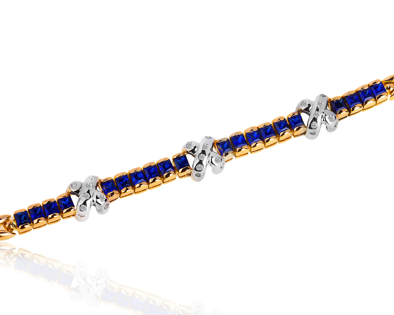 Золотой браслет с бриллиантами и сапфирами 1.60ct 301018/4