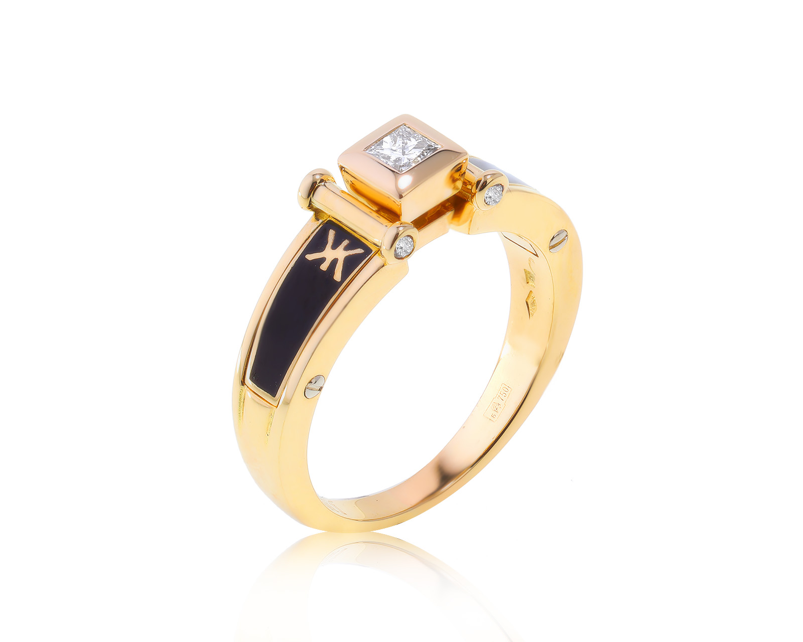 Оригинальное золотое кольцо с черной эмалью Korloff 220723/1