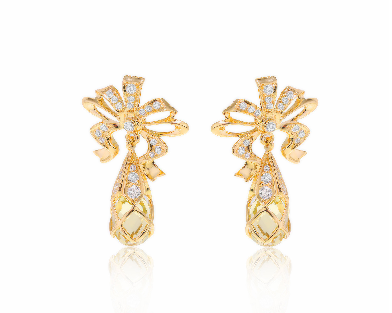 Волшебные золотые серьги с цитринами 8.10ct 190123/1 Волшебные золотые серьги с цитринами 8.10ct 190123/1