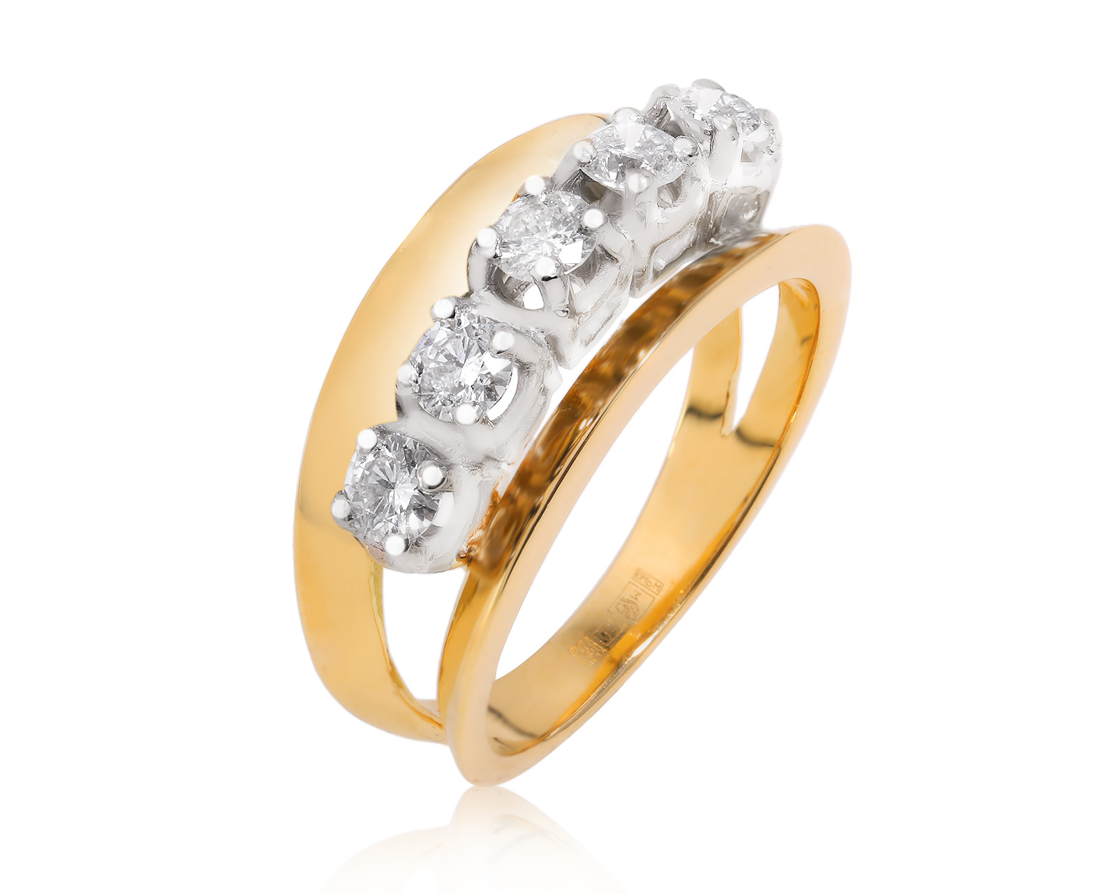Золотое кольцо с бриллиантами 0.75ct
