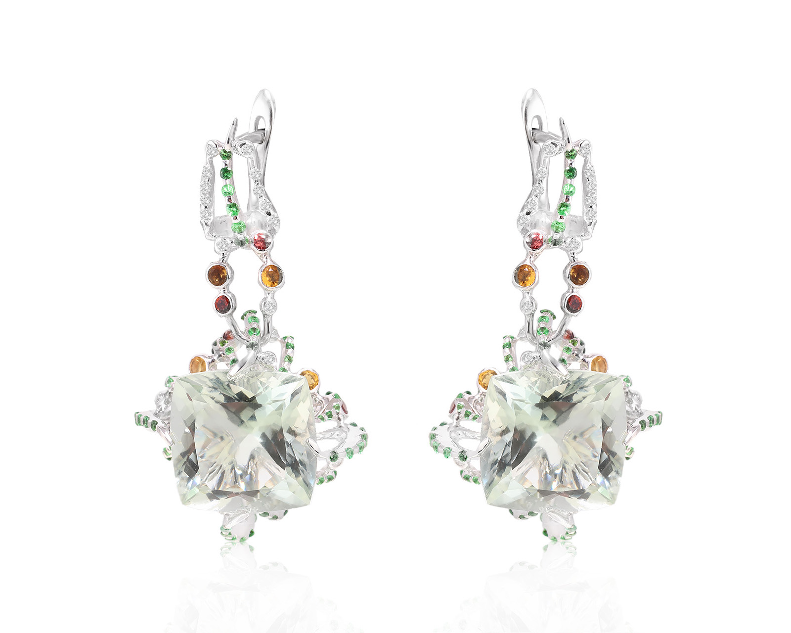 Золотые серьги с цветными камнями 32.22ct 190224/12