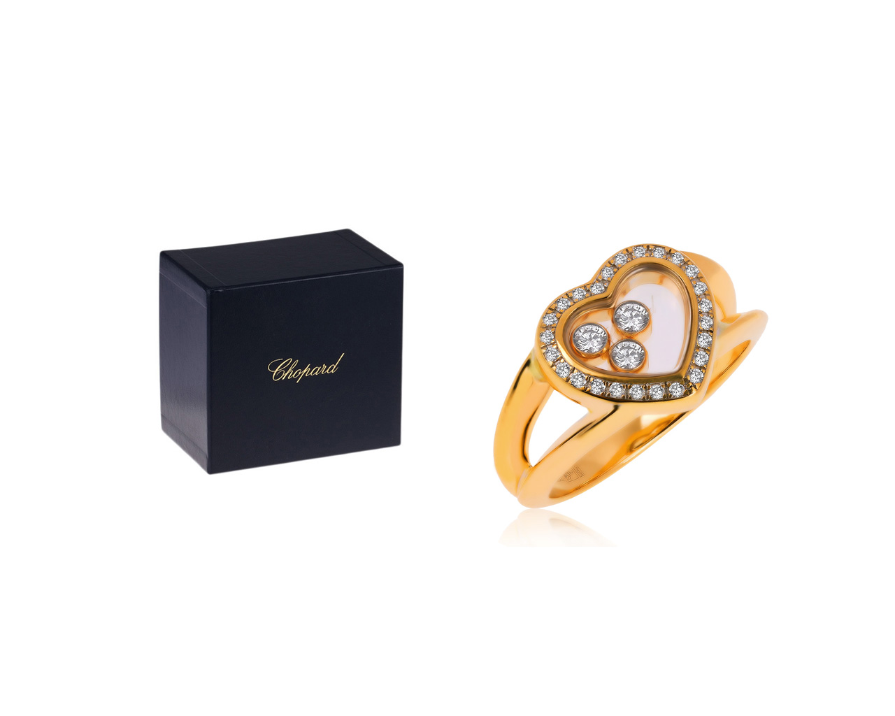 Оригинальное золотое кольцо с бриллиантами 0.27ct Chopard Happy Diamonds Icons