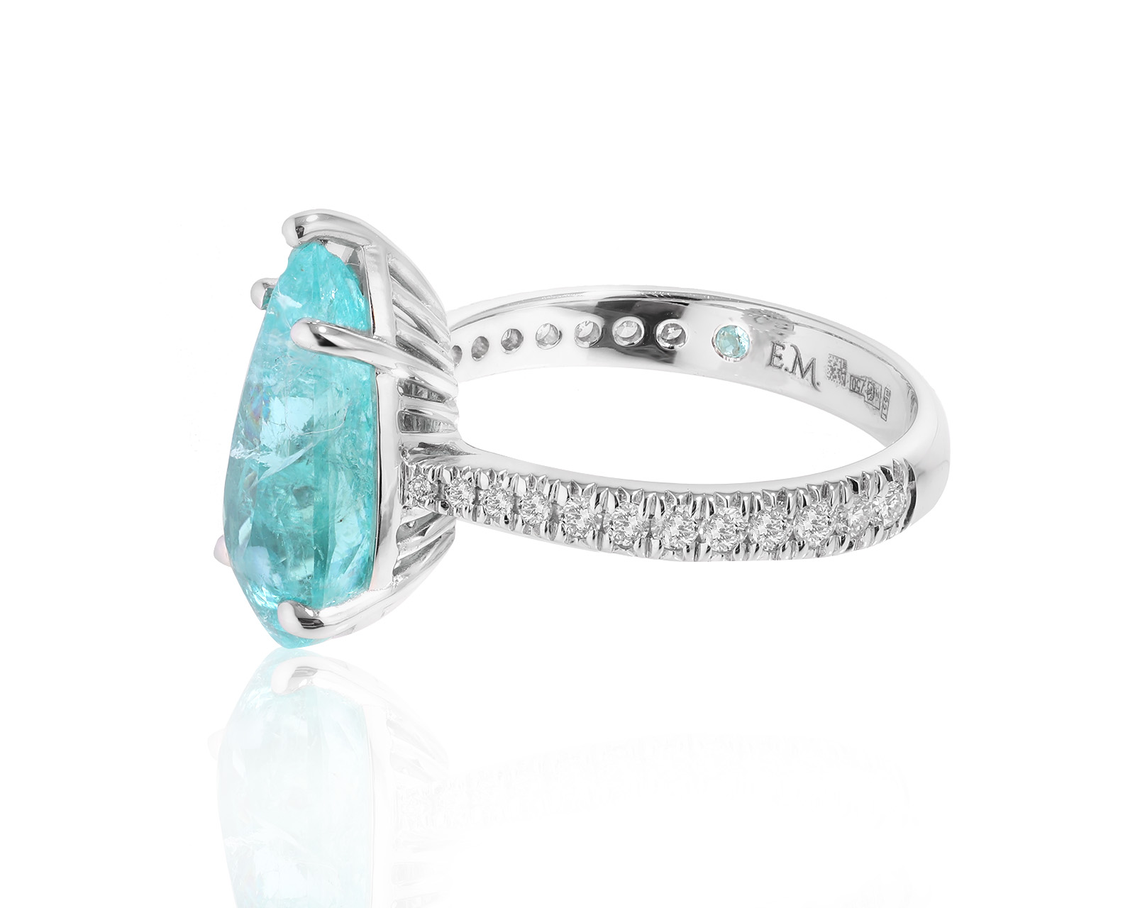 Золотое кольцо с турмалином параиба Мозамбик 3.88ct Evgeny Matveev