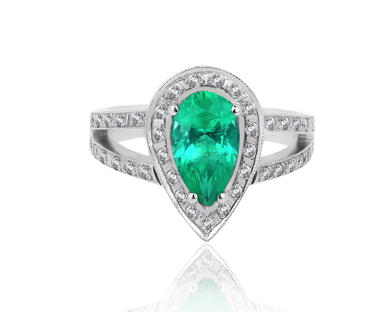 Золотое кольцо с бриллиантами 0.24ct и изумрудом 2.23ct 060519/4