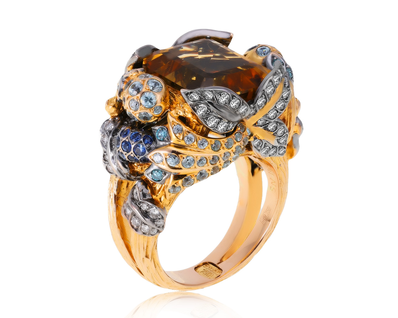Оригинальное золотое кольцо с цитрином 9.79ct Zorab 040121/5 Оригинальное золотое кольцо с цитрином 9.79ct Zorab 040121/5