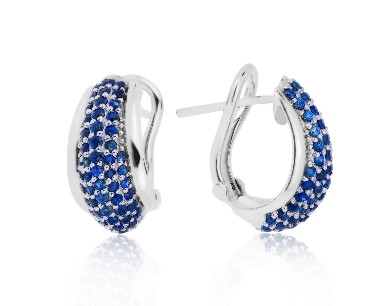 Элегантные золотые серьги с сапфирами 2.00ct