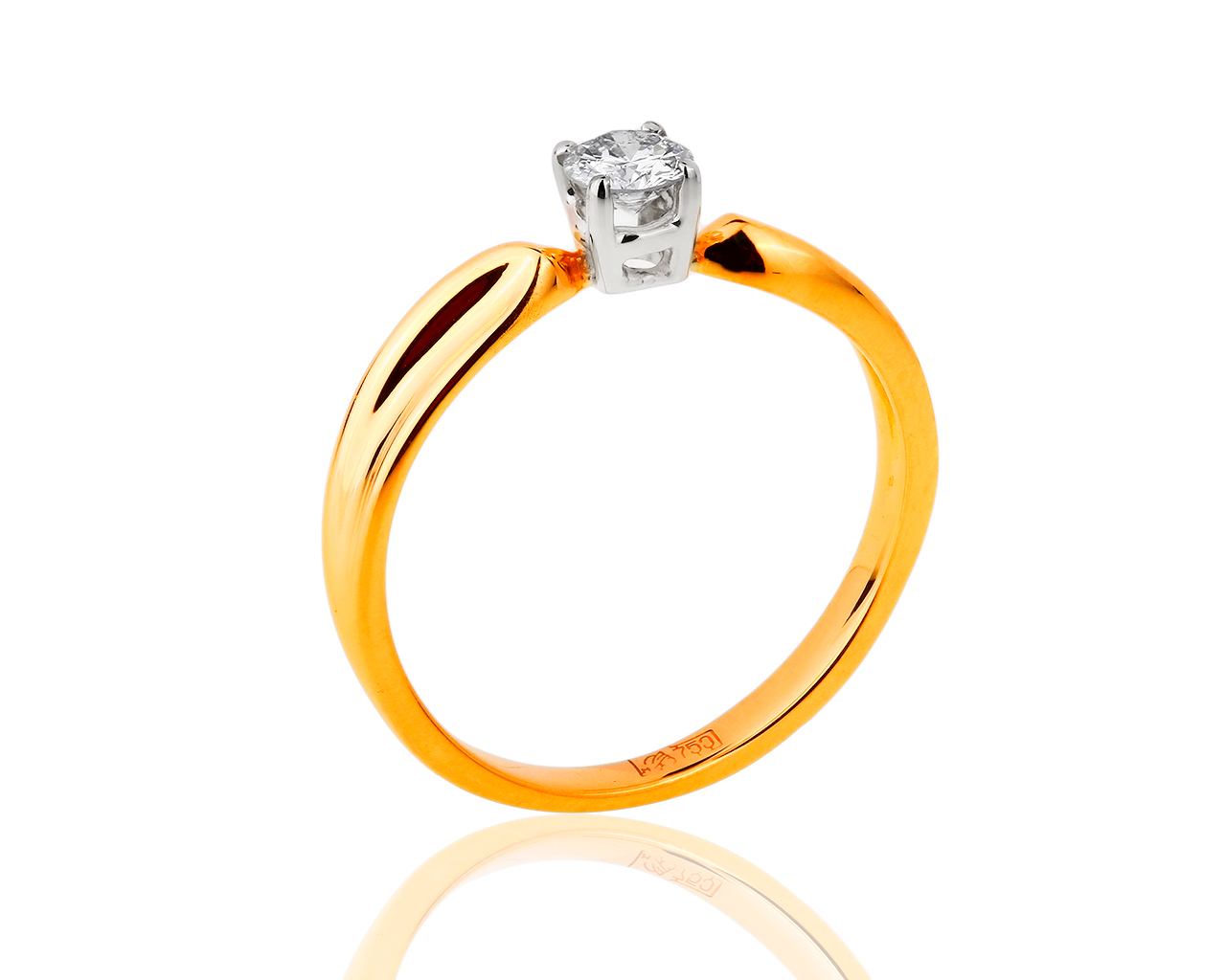 Помолвочное золотое кольцо с бриллиантом 0.25ct