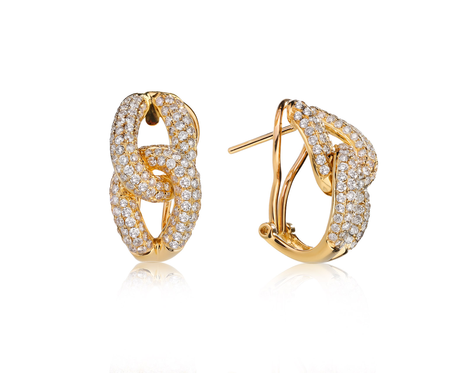 Золотые серьги с бриллиантами 2.38ct