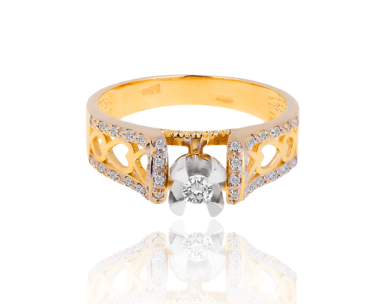 Романтичное золотое кольцо с бриллиантами 0.23ct 130418/7