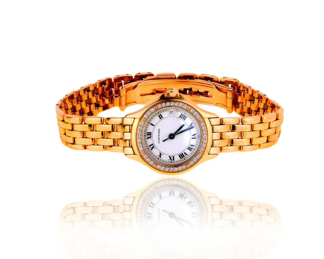 Оригинальные золотые часы с бриллиантами 0.32ct Cartier 290719/2 Оригинальные золотые часы с бриллиантами 0.32ct Cartier 290719/2