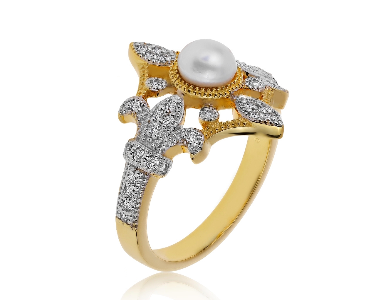 Оригинальное золотое кольцо с жемчугом 5.20 мм Jewellery Theatre 020620/1