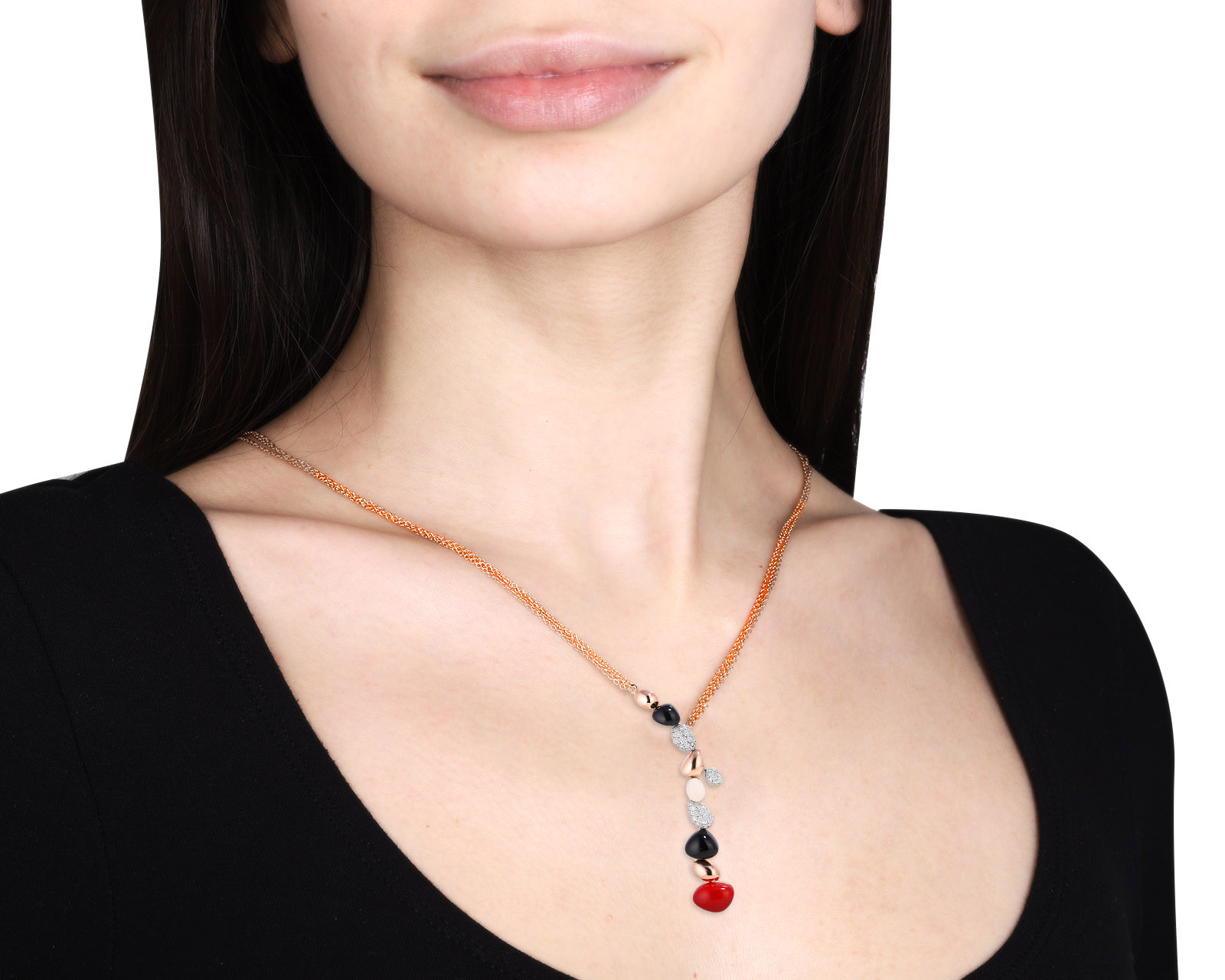 Оригинальное золотое колье с кораллом 6.50ct Roberto Coin Ikebana