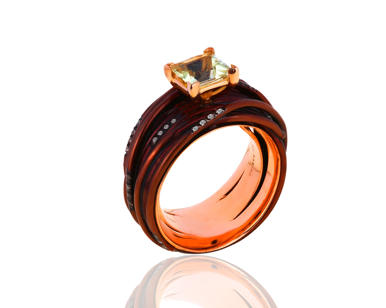 Оригинальное золотое кольцо с гелиодором By Karine The Wire Ring 230519/8