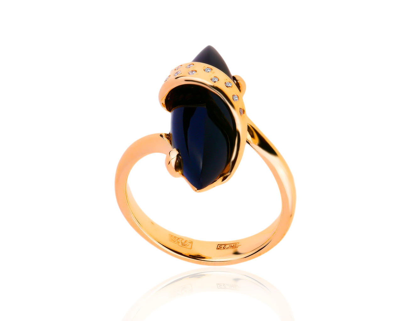 Притягательное золотое кольцо с ониксом 6.65ct 031219/1