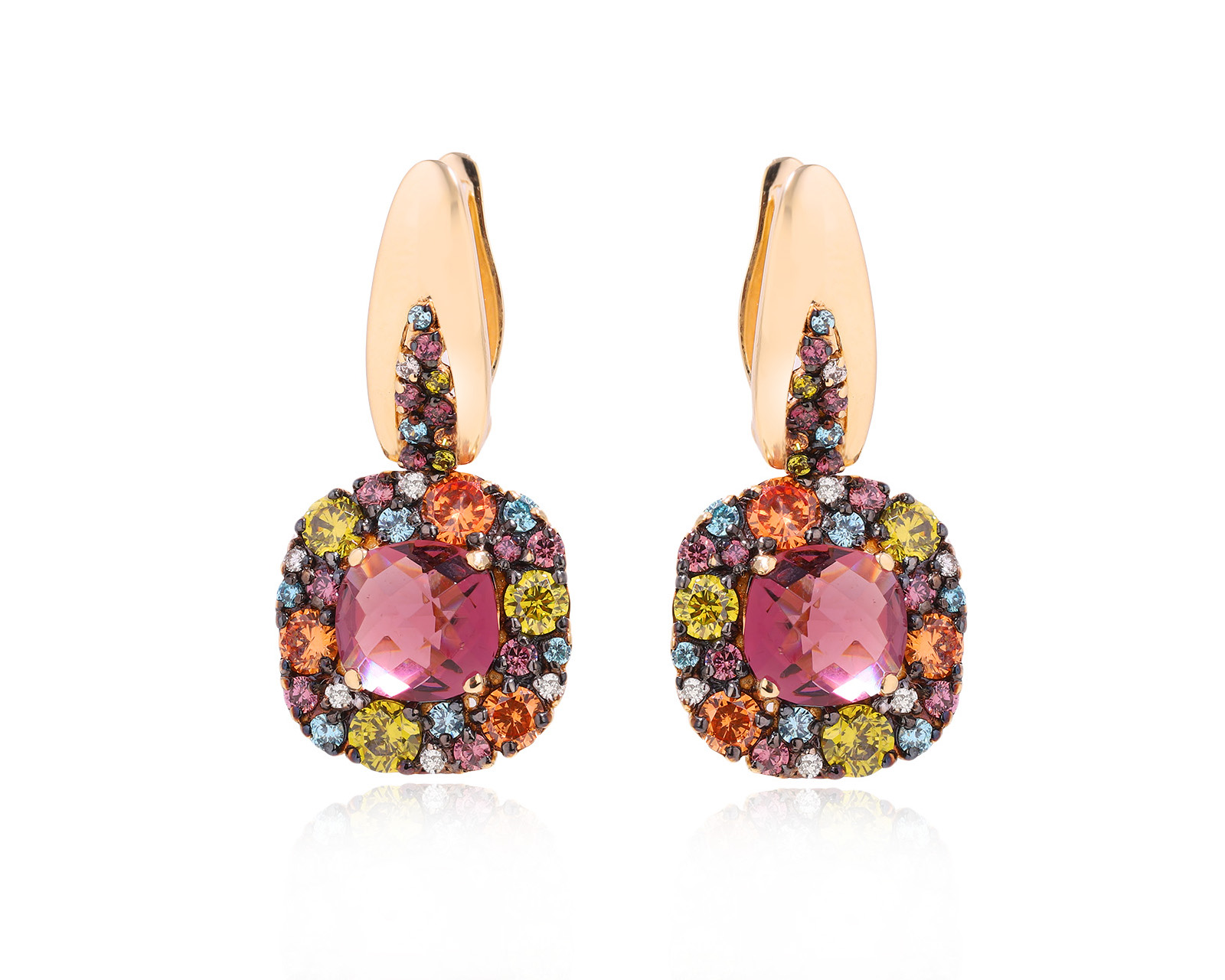 Золотые серьги с ситаллами 5.90ct и бриллиантами 0.13ct 021224/7